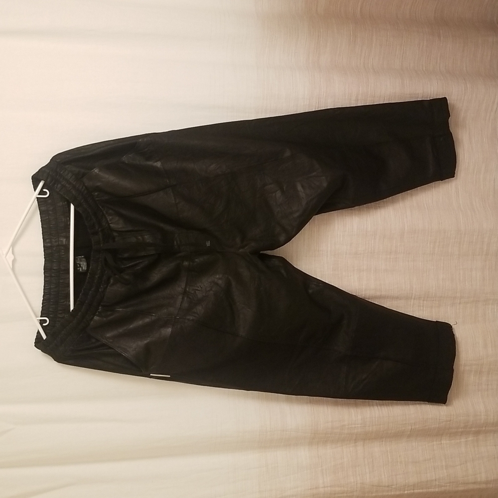Black David's Road X Vanderwilt Leather Clam Digger Pants